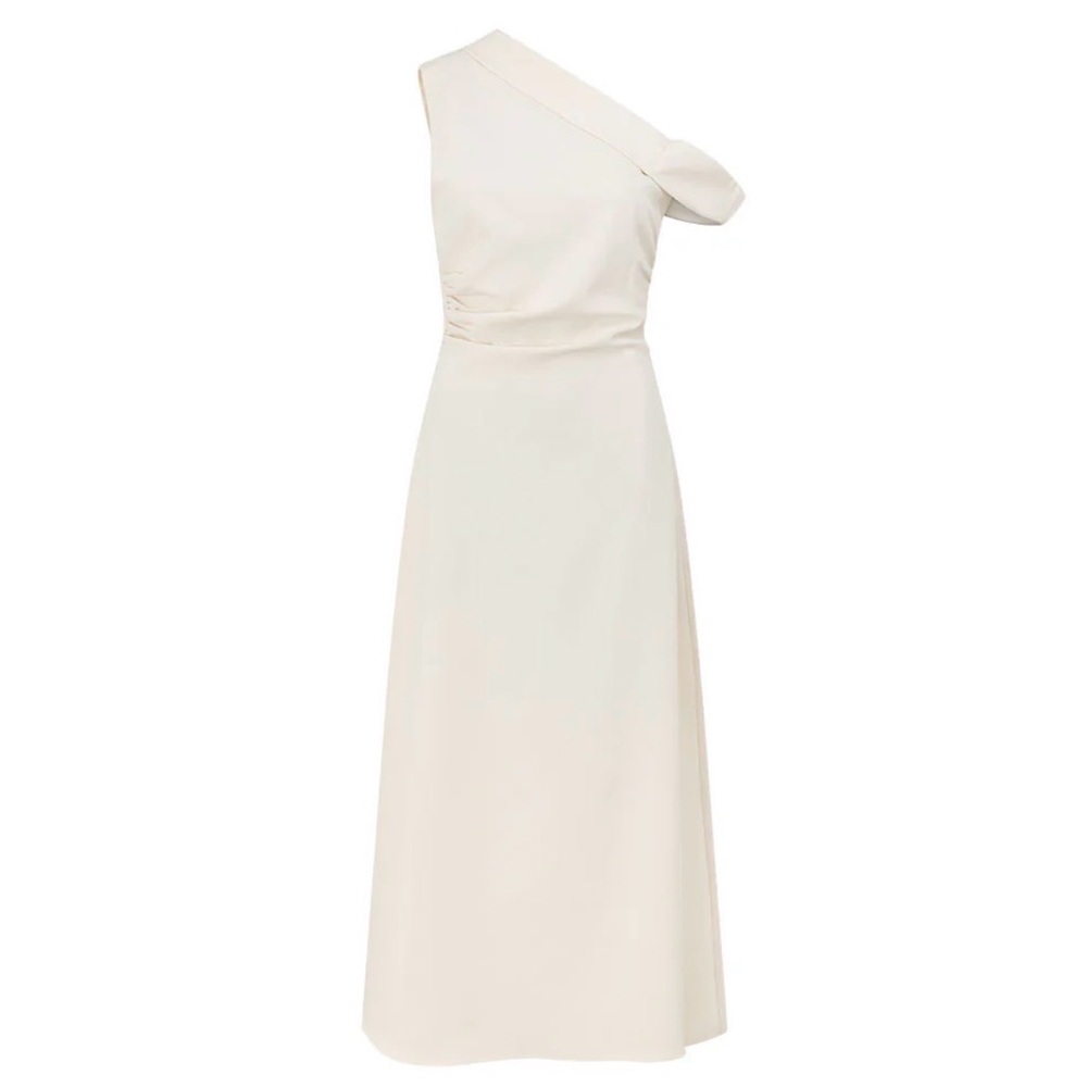 One-Shoulder Cream Evening Gown